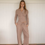 COTTON STRIPE PANTS | LATTE