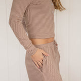 COTTON STRIPE PANTS | LATTE
