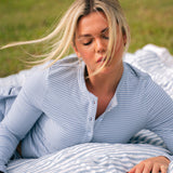 COTTON STRIPE TOP | BLUEBERRY