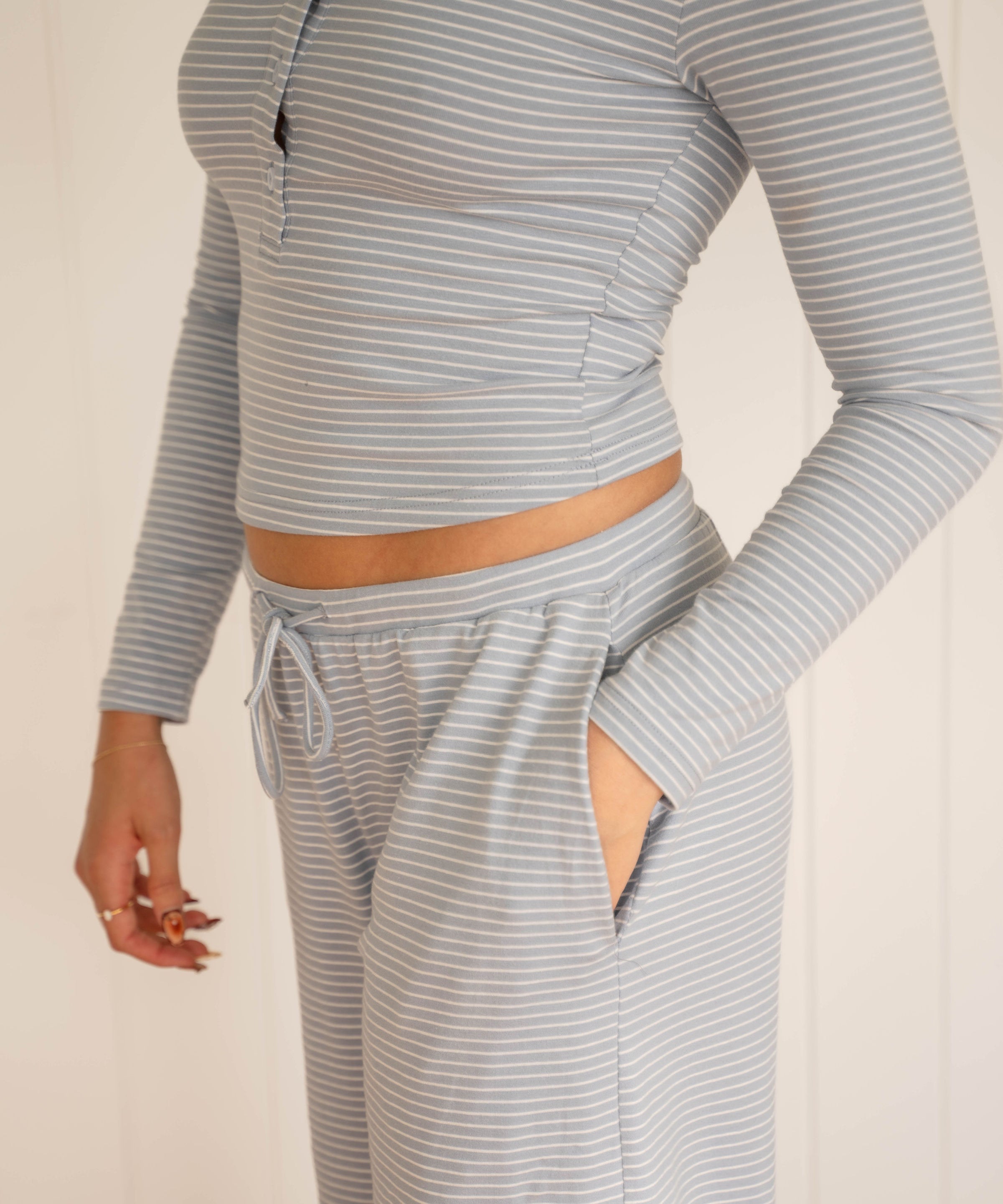 COTTON STRIPE PANTS | BLUEBERRY