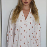 LONG SLEEVE BUTTON UP TOP | TEDDY